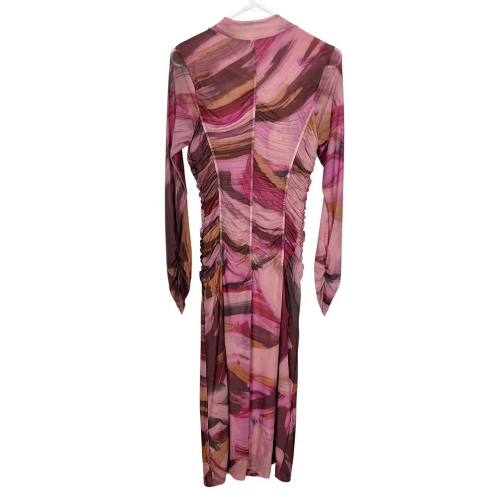 Anthropologie Long-Sleeve Printed Mesh Midi Dress Size Small - Picture 6 of 14